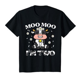 2nd Birthday Cow Moo Moo Im Two 2 Year Old Boys Girls Kids T-Shirt