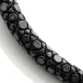 Silver One on Stingray Leather Sparkling Leather Choker, Black, Silver 925 Hook, Men's Width 0.2 inches (5 mm), 19.7 inches (50 cm), Black Necklace