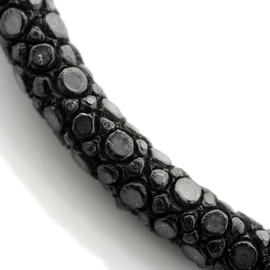 Silver One on Stingray Leather Sparkling Leather Choker, Black, Silver 925 Hook, Men's Width 0.2 inches (5 mm), 19.7 inches (50 cm), Black Necklace