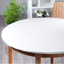 Biancocasa Molton Table Protector Round Cotton 470 g/m² for Tables from 110 cm to 130 cm