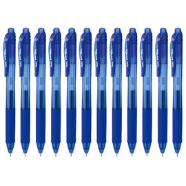 Bolígrafos Pentel EnerGel-X Retráctil Tinta Gel Liquida Punto de 0.5mm Color Azul Caja con 12 Piezas-BLN105-C