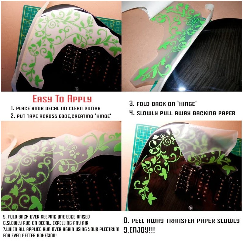 DesignDivil Black Flower Guitar Bass Sticker Decal