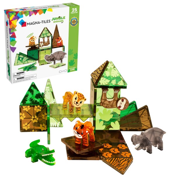 MAGNA-TILES Jungle Animals 25-Piece Magnetic Construction Set, The ORIGINAL Magnetic