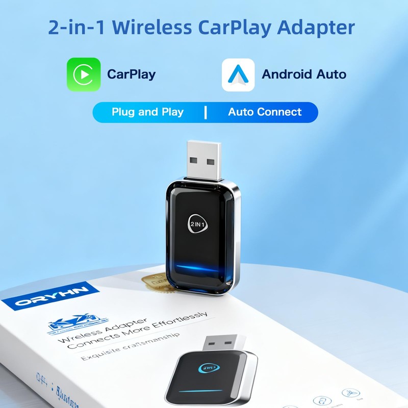 Mini 2-in-1 Wireless CarPlay & Android Auto Adapter – Converts