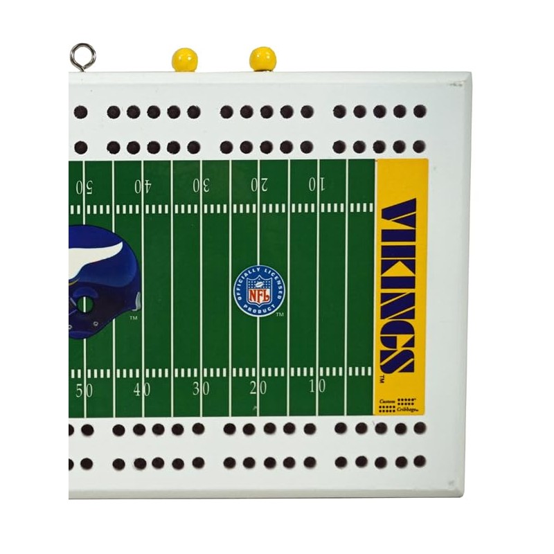 Rico Minnesota Football Vikings 2-Track Wooden Field Cribbage Board