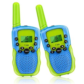 2 Pzs Walkie Talkies con Linterna LCD, Camping Juguetes Radios para Niños 3 a 12 Años, Walki Talki de Largo Alcance de 3KM con 10 Tonos de Llamada, 38 Códigos de Privacidad, Regalos para Fiesta