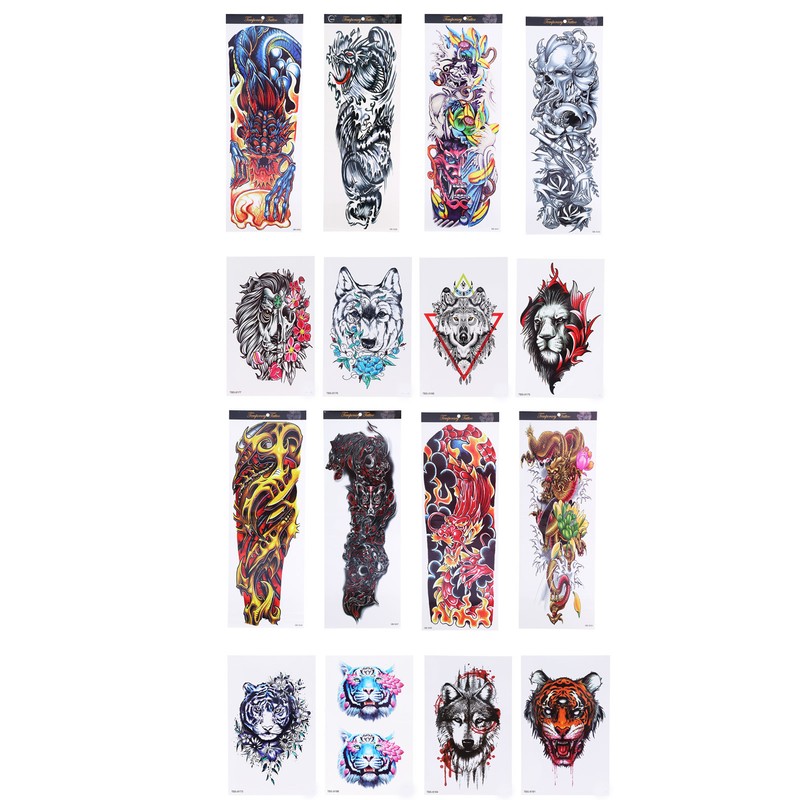 8 Sheets Full Sleeve Temporary Tattoos Stickers Watrproof 8 Sheets