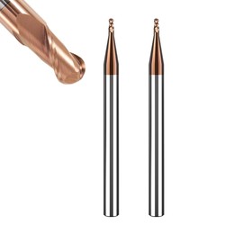 ASNOMY Set of 2 Solid Carbide Radius Milling Cutter Ball End Mill Diameter 1.5 mm, AlTiN Coating HRC 55, Carbide Ball End Mill, 2 Teeth CNC Engraving Cutter for Metal