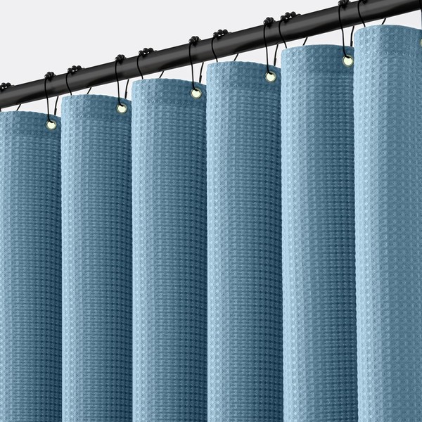 MIULEE Waffle Weave Fabric Shower Bath Curtain with 12 Metal