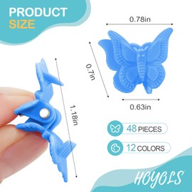 Hoyols Mini Butterfly Hair Clips, Small Butterflies Claw Jaw Hairclips Y2K for Girls Women Kids, Small Mini 90s Cute Hair Accessories Braid Assorted 12 Colors 48 pcs Bulk Set(Candy Rainbow Color)