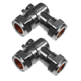 UKDD® 15mm Angle Isolation Ball o fix Valves Elbow Suitable HOT & Cold WRAS Approved (Pair)