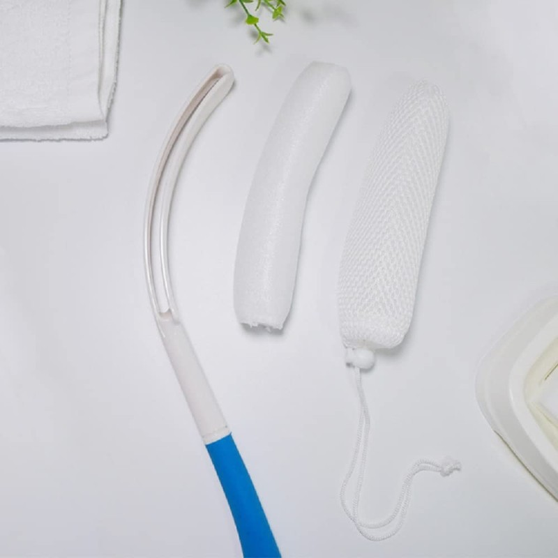 Shuiniba Body Back Bath Brush, Curve Long Handle Mesh Bag