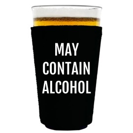 Coolie Junction May Contain Alcohol Pint Glass Coolie; Neoprene, Collapsible - Black, Single