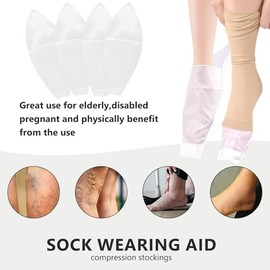4pcs Open Toe Compression Socks, Sock Dressing Aid Stocking Aid Compression Stockings Dressing Aid for Elderly, Disabled and Pregnant Women Take Off Socks