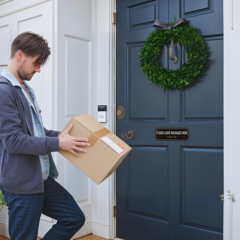 Please Leave Packages and Deliveries Here Sign Sticker, Self-Adhesive Waterproof