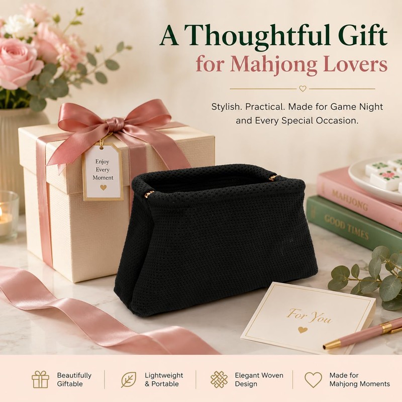 Pyrrhiax American Mah Jongg Tile Bag, Woven Mahjong Storage Pouch