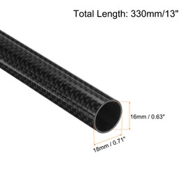 sourcing map 1Pcs Carbon Fiber Tube 16 x 18 x 330mm Glossy Surface Rod 3K Roll Wrapped Pure Carbon Round Tubing for RC Airplane Multicopter Quadcopter
