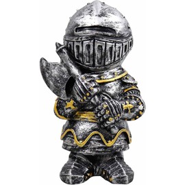 Fehodun 8 Pieces Garden Gnomes Knight Mini European Knight Statue Medieval Templar Recavator Guard Sculpture Guardian Indoor Figure Decoration Outdoor Garden Lawn Art Decor Gifts
