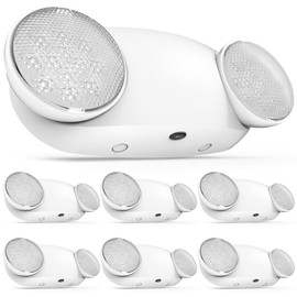 Sunco 6 Pack Emergency Light Outdoor LED, Backup Battery, Two Adjustable Bug Eye Head Lights, 94V-0 Fire Resistant, 6500K, 200 Lumens 120-277V, 2W, Wall Mount, White UL
