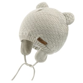 XIAOHAWANG Baby Hat Cute Bear Toddler Earflap Beanie Warm for Fall Winter (F-Beige, M(6-12 Months))