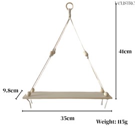 Velistro Macrame Hanging Shelves Boho Wall Decor Set of 2, Home Wall Decor, Wood Floating Storage Shelf for Bedroom Bathroom Living Room Nursery Dorm Room, Wall-mounted Hanging Display Shelving