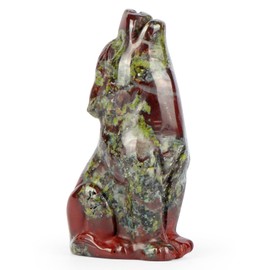 Dragonblood 2" Crystal Wolf Decor Hand Carved Healing Wolf Statue Gifts for Man or Women, Ornament Gemstone Pocket Animal Figurine with Gift Box