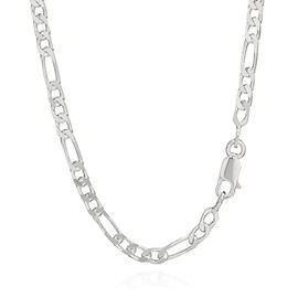 NKlaus Figaro Solid 5237 Curb Chain 3.40 mm Wide 925 Sterling Silver, Sterling Silver, No Gemstone