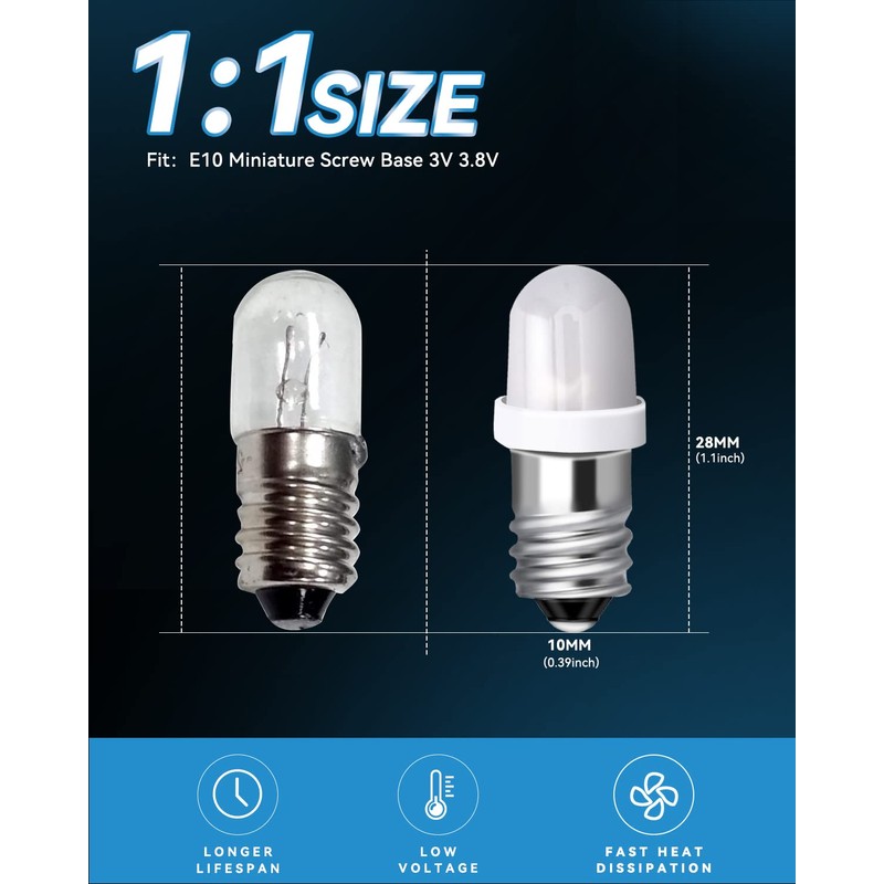 Keiurot E10 Led Bulb Flashlight Bulbs E10 Mini Led Bulb