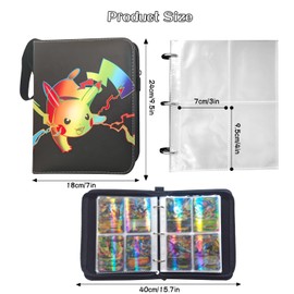 Trading Card Album, Scrapbook for Toy Cards, Cards Scrapbook for GX VMAX V, Card Folder Book, 4 Pockets, 50 Pages, 400 Cards Capacity Trading Cards Album (50A)