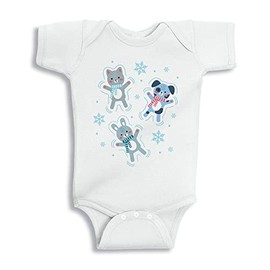 Animals Making Snow Angels Baby Infant One Piece Bodysuit 6 Months White