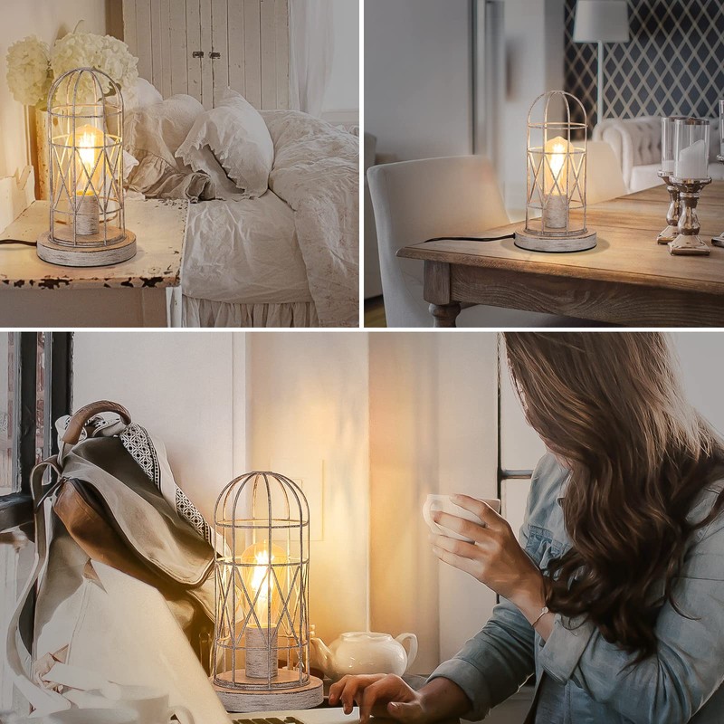 Small Table Lamp, Touch Control Table Lamp with Brushed White