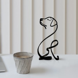 KOLYMAX Metal Dog Minimalist Art Wall Sculpture, Abstract Metal Wire Geometric Dog Line Drawing Art Statue