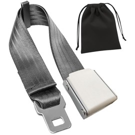 Airplane Seat Belt Extender, 7-31" Airline Seatbelt Extender Adjustable - FITS ALL Airlines in US Except Southwest-Free Carrying Case (Silver)