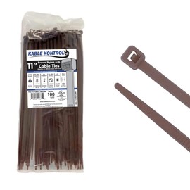 Kable Kontrol Brown Zip Ties 11 Inch 100 Pcs, 50 Lbs Tensile Strength, Self-locking Nylon Colored Cable Ties Wire Wraps for Indoor or Outdoor Use
