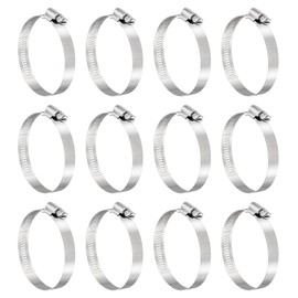 uxcell 12 Pcs Hose Clamps, Stainless Steel 2-1/16"- 3"(52-76mm) Adjustable Worm Gear Drive Hose Clamps Pipe Clamp for Plumbing Dishwasher Automotive Washing Machine, Silver
