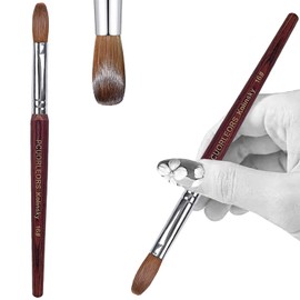PCUORLEORS Acrylic Nail Brush with 100% Pure Kolinsky Sable Hair and Red Wood Hand, Professional Kolinsky/Gel Brush for Acrylic Application #8,10,12,14,16 (#12)