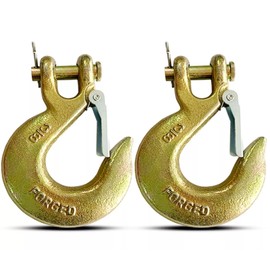 3/8" G70 Forged Steel Clevis Slip Hook with Safety Latch High Strength 18000 lbs Capacity Zinc Chromate Coated Heavy Duty Clevis Slip Hook Safety Hook Tow Chain Clevis Grab Hook, Pack of 2