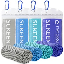 Sukeen Cooling Towels for Neck and Face, 4 Pack cooling towels for hot weather (40"x12"), Cooling Rags for Yoga, Sport, Running, Workout,Gym, Camping, Fitness, Workout & More Activities