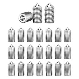 25Pcs M6 x 6mm Cup-Point Grub Screws, Hex Socket Set with Cone Tip, Cr-V Steel Threaded Fasteners for Fixtures, Door Handles, Plumbing, Furniture Assembly