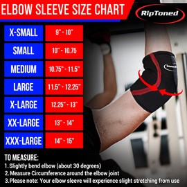 Rip Toned Elbow Sleeve Weightlifting - Elbow Wraps Compression Support & Pain Relief - Arm Sleeve for Men & Women- Durable Gym Elbow Brace for Strong Weight Training & Recovery - SEE SIZING GUIDE