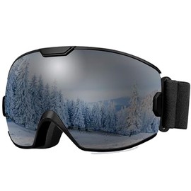 Nanologi Ski Goggles Kids Boys Adults Snowboard Goggles Double Lens OTG Protection Anti-Fog Windproof Ski Goggles Helmet Compatible Sunglasses for Skiing Skating - Black