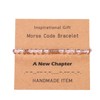Flongo Women's Morse Code Bracelet Pink: Pearl Bracelet BFF Morse
