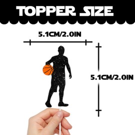 18pcs Black Glitter Silhouette Dessert Cupcake Topper Basketball Player Scene Theme Decor Supplies Men Boys Happy Birthday Sports Stars Party Decorations
