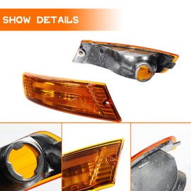 Tonsya For 2005 2006 2007 Jeep Liberty Front Bumper Signal Side Marker housing Amber Lens 57010124AA-PFM, 55156766AE, 55156767AE, CH2521143, CH2520143