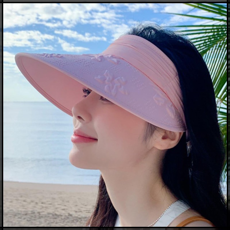 White Fang CA918 Women's Visor, Sun Visor, Hat, Simple, Floral