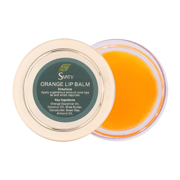 SVATV Orange Flavored Lip Balm. With Natural Ingredients - Shea Butter Beeswax & Coconut oil to Nourished Repair Dry or Chapped Lips, Best moisturizing lip balm for Men & Women 15ml