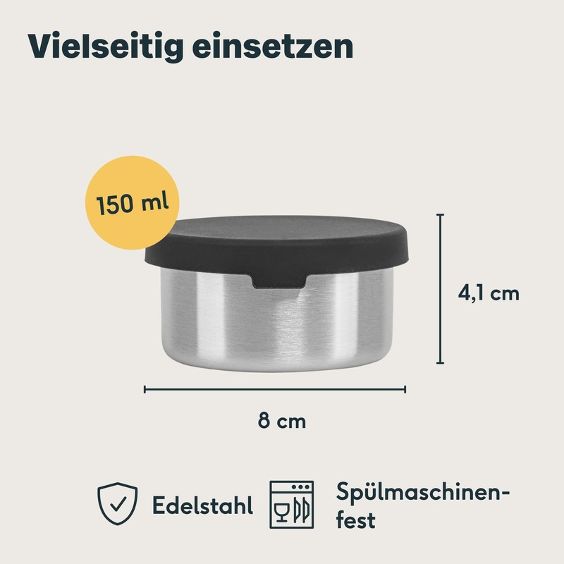 SILBERTHAL Small Stainless Steel Container with Lid Round - Leak-proof
