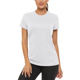 TACVASEN Women's Plain T-Shirts Short Sleeve UPF 50+ Basic Crew Neck Summer Quick-Drying Casual UV Shirts, White