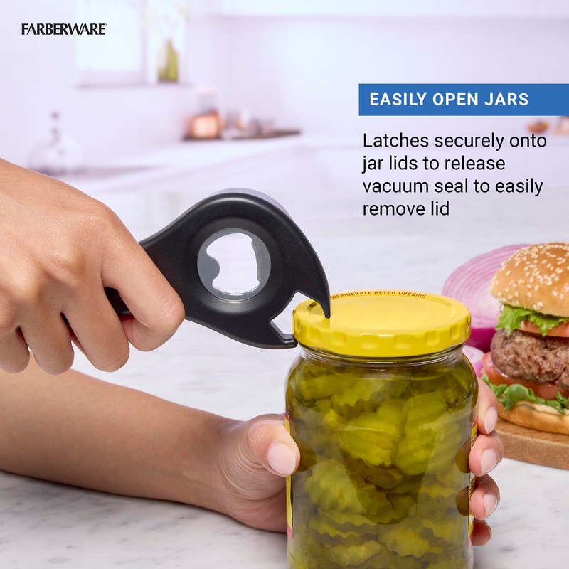 Farberware Professional 5-in-1 Multi-Opener Tool, Ergonomic Handle, Durable Metal and