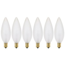 (6 Pack) 25 Watt Frosted Candelabra Base (E12) Torpedo Tip 120V Chandelier